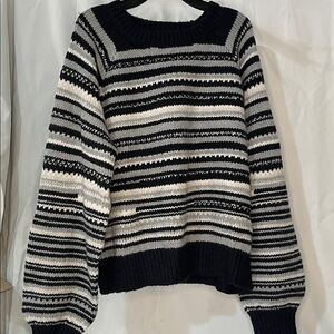 Lucky Brand Black and White Striped Sweater